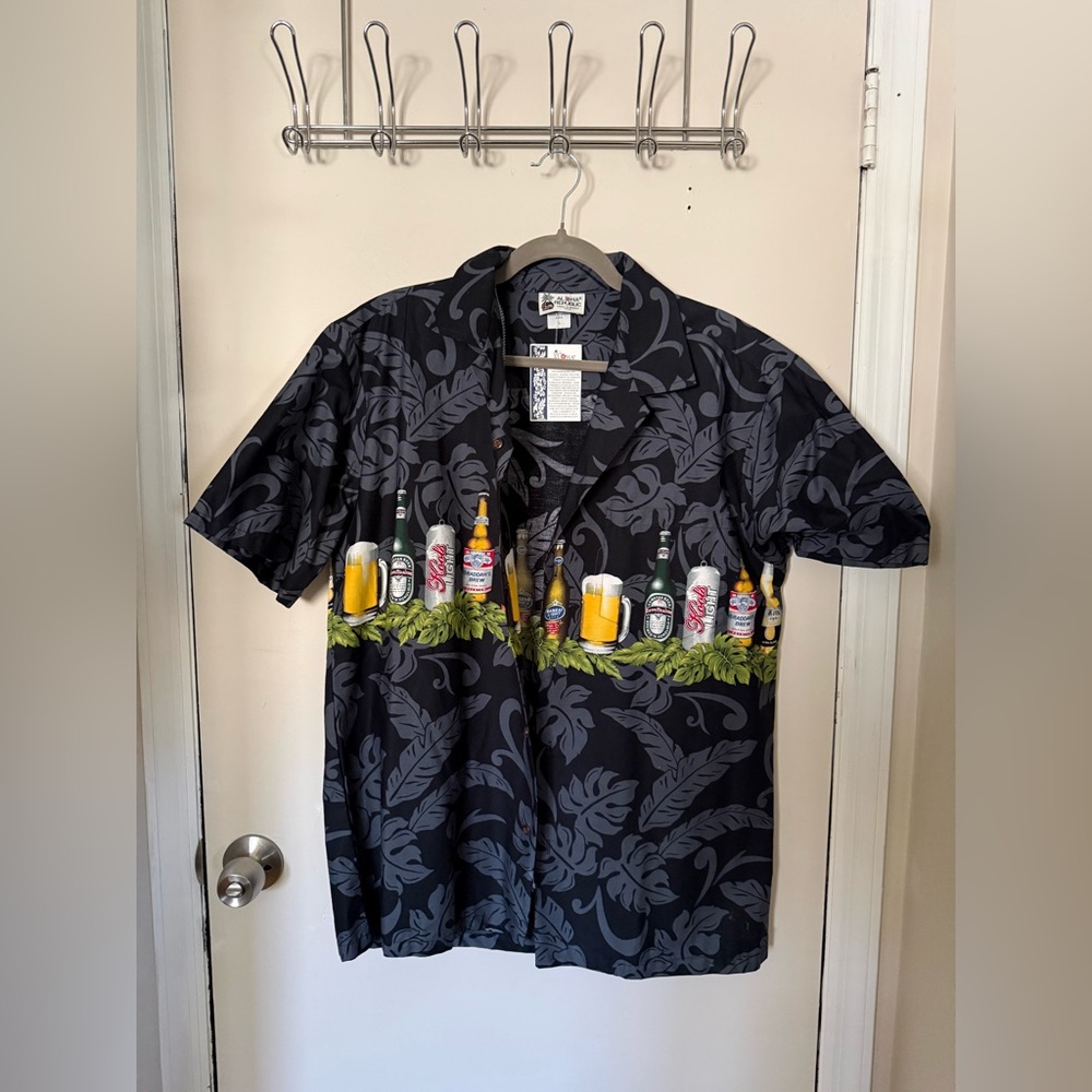 Island Republic Black Beer Bottle Border Hawaiian Shirt